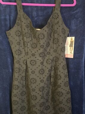 Black Eyelet Mini Dress with Floral Cutwork
